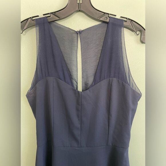 Tobi Womens Navy V Neck Sheer Top Fit and Flare Mini Dress size S - Picture 2 of 9